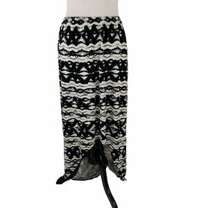 Element Women's Large L Maxi Skirt NWT Cotton Modal Blend Black White